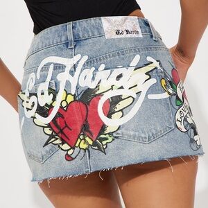NWT Ed Hardy denim skirt